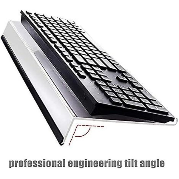 Datatastatur Stativ-klar akryl tastaturbrett med gummistrimmel Akryl tastatur Riserholder for enkel ergonomisk skriving og arbeid hjemme