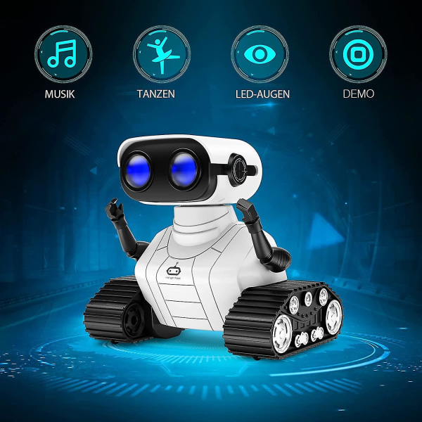 Robot Legetøj til Børn, Genopladelig Fjernbetjening Robot Legetøj Med LED-øjne, Musik Og Interessante Lyde Til Alderen 3 Til 8, Gaver Til Drenge Og Piger - Hvid