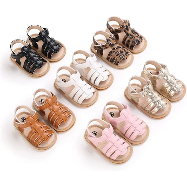 Baby Jentesandaler Sklisikre Myke Såler T-stropp Flip Flops Småbarn Førstegangsvandrer Krybbesko 3-18 Måneder 14 brown 12-18 months toddler