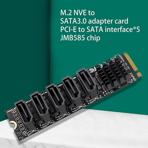 For M.2 (pcie 3.0) til 5 porter Sata 3.0 6g Ssd-adapter Jmb585 Støtte Pm-funksjon