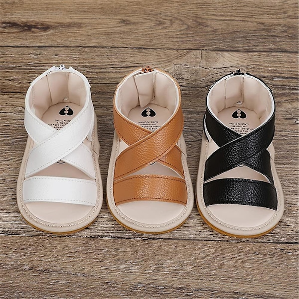 Baby jentesandaler - Sklisikre, myke såler, T-stropp, flip-flops, småbarns første skritt, krybbesko, 3-18 måneder 13 brown 12-18 months toddler