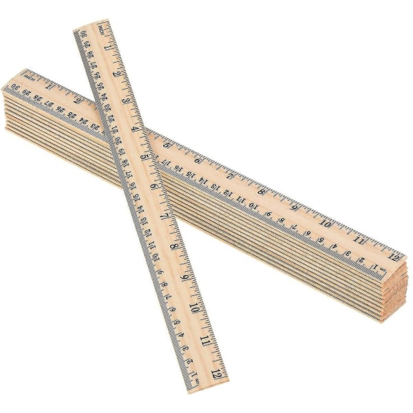 10 Pack Wooden Ruler 12 Inch Rulers Bulk Wood Measuring Ruler Office Ruler