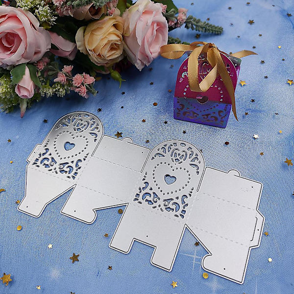 Söt spetsgodisbox i metall, stansformar, utsökt scrapbooking präglingsmall