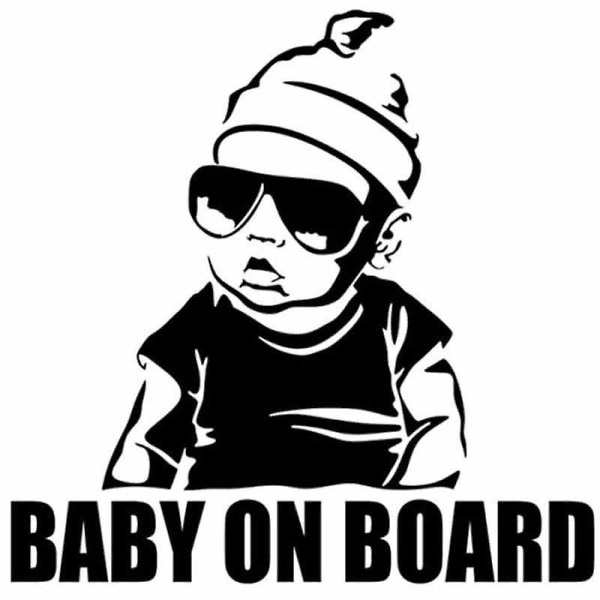 (sort) Finest Sticker Baby on Board med til bil, UV-bestandig, 15x 14,5 cm