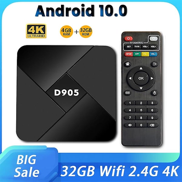 D905 Smart TV-box Amlogic S905x Femkärnig Mali-450 2.4g Wifi 4k Set Top Box Youtube Video