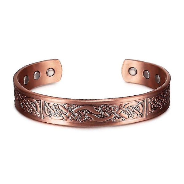 Viking Ren Armbandsmanchet i Rent Koppar Justerbar Energiband Magnetiskt Armband Fördelar Hård Hälsa Man Armband Knuten Metall cb066 12.5mm