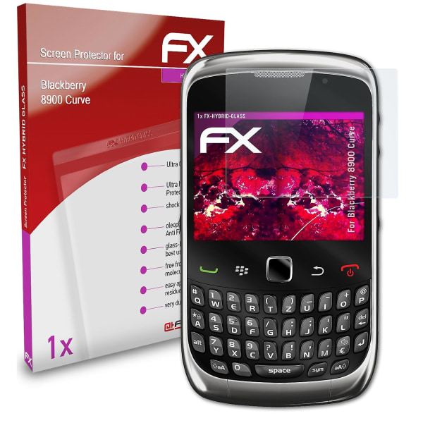 atFoliX Panzerfolie kompatibel med Blackberry 8900 Curve Glassfolie 9H Schutzpanzer