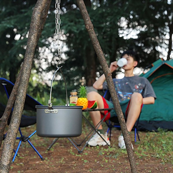 Gulv- og damprenser tilbehør Camping Tripod Board - Forvandl grene til lejr bål Tripod, lang kæde rustfrit stål med kæde til ophængning af køkkengrej