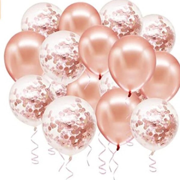 Roséguld konfetti latexballonger, paket med 50 födelsedagsballonger med roséguldband för festbröllopsdekorationer för bröllopsdusch 2 delar roséguld