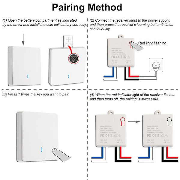 433mhz Trådløs Switch Smart Switch RF Vægpaneel Switch Universal Afbryder