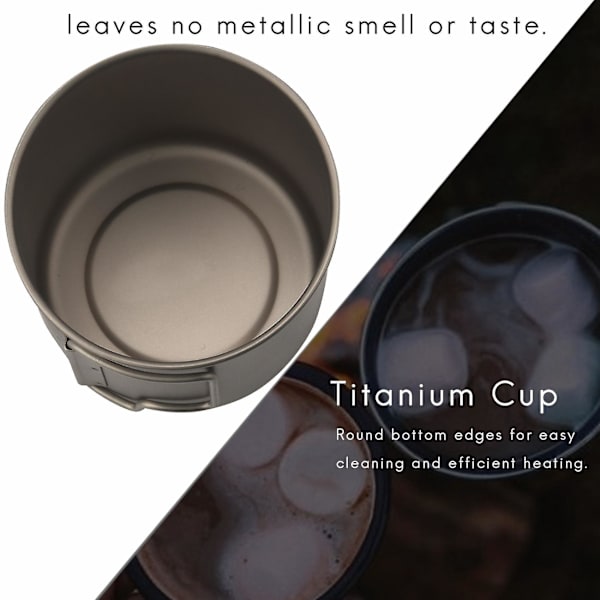 Titanium Kop 550ml Ultralet Bærbar Gryde Titanium Vandkrus Kop Til Udendørs Camping Vandring Rygsæk