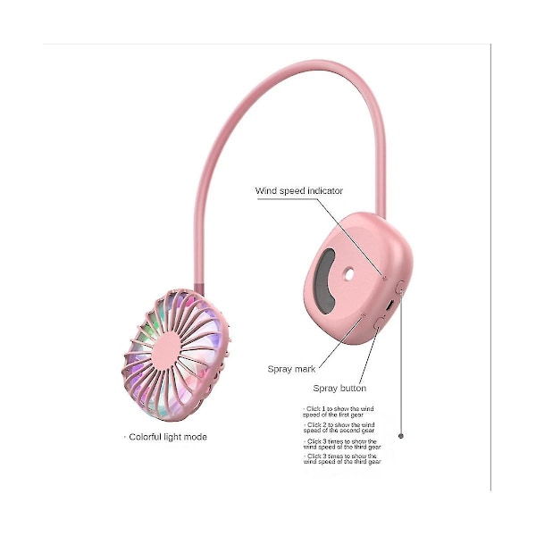 Bærbar hængende halsventilator USB genopladelig bladløs mini luftkølingsventilator luftbefugtning Wearab