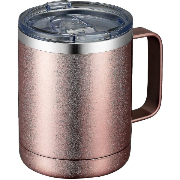 Waner 12 oz kaffekrus med håndtag og skydelåg, rustfrit stål rejseglas kop med håndtag, dobbelt væg vakuumisoleret camping kop til Hot & Co