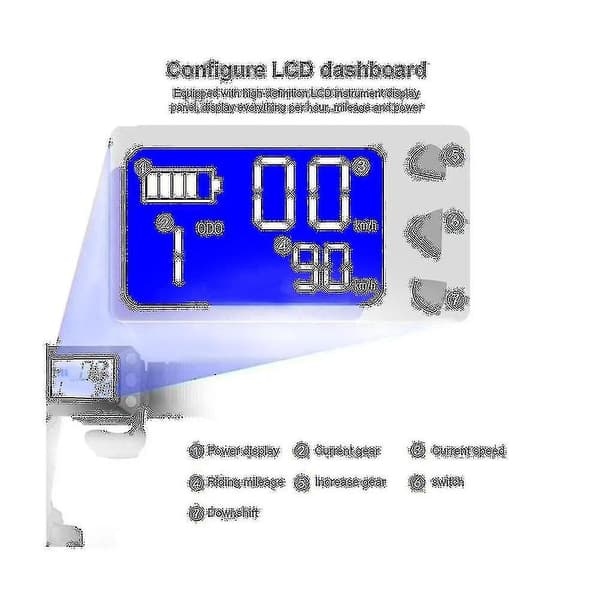 36V 350W Vikbar Scooterstyrenhet LCD-Display Broms Accelerator Gasreglage Knappset för El