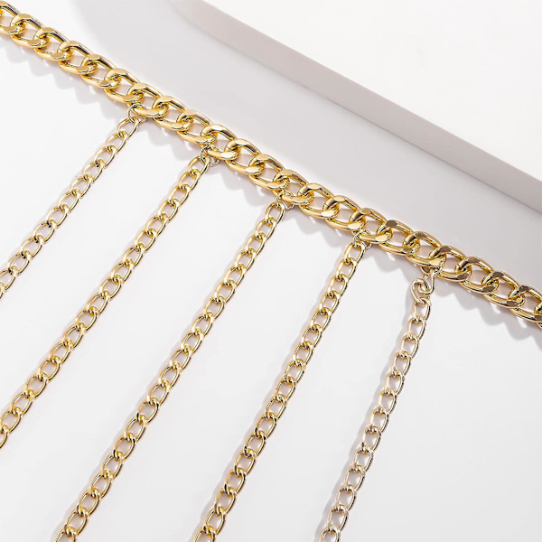 Sexy Sele Harnesseskæde Boho Guld Halskæde Choker Skulderkæde Multi Række Chunky Cuban Armkæde Unik Lagdelt