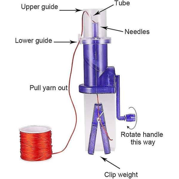Hånddrevet pyntestrikkede strikkesyverktøy for gjør-det-selv strikkehåndverk, blå