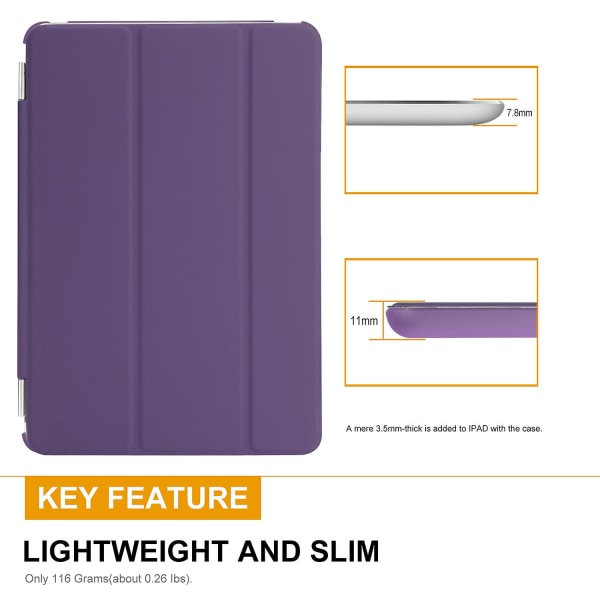 Smart Cover Case Pu Lær Magnetisk Tynn Protector For Ipad Mini 1 2 3 Lilla