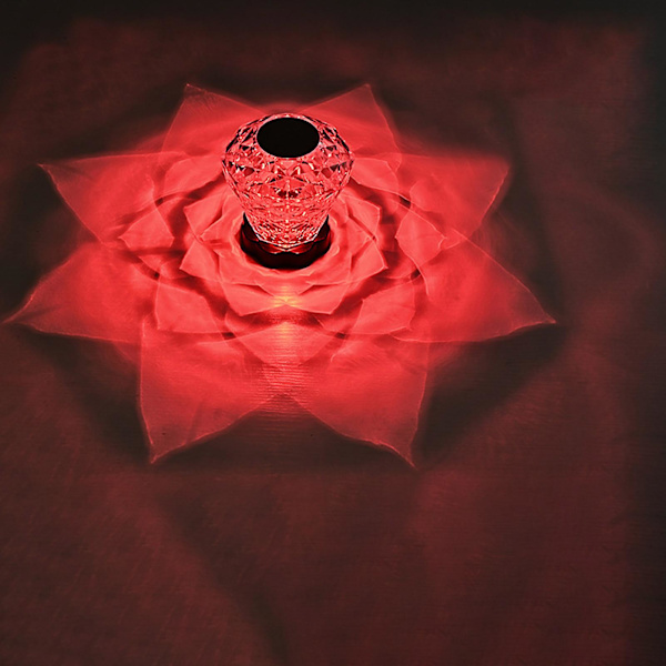 Rose Krystall Bordlampe Soverom Romantisk Sengelampe Diamant Bordlampe Atmosfære Lading Blomst Nattelykt