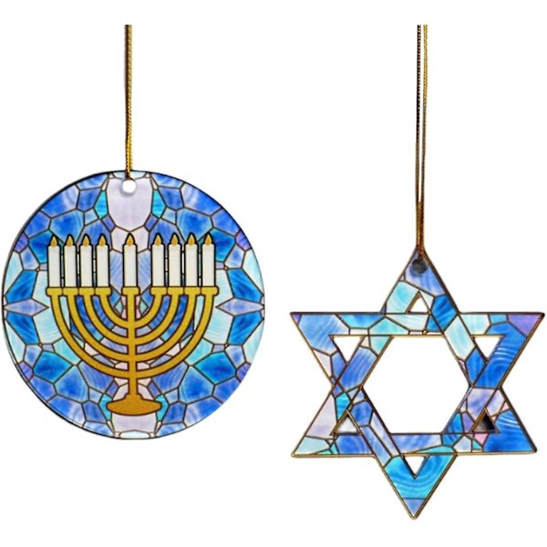 Newway Hanukkah-prydnader 2 st akryl Hanukkah-dekorationer Chanukah Menorah-hänge Kompatibel fönster, bilbackspegeldekor
