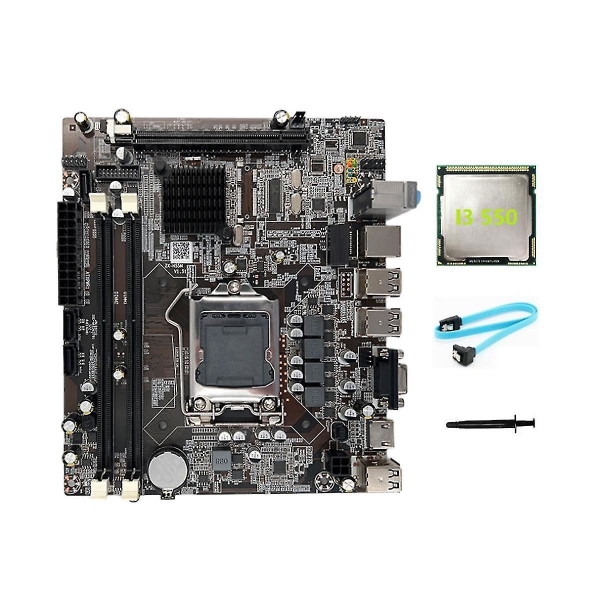 H55 Moderkort LGA1156 Stödjer I3 530 I5 760 Serie CPU DDR3 Minne Moderkort+i3 550 CPU+SATA C