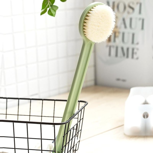 Grön kroppsborste Torrborstning Badborste med långt handtag och mjuka borst Ryggskrubbning Exfoliering