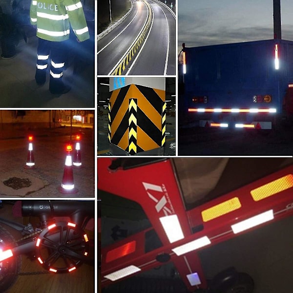 3 kpl heijastinteippiä, itseliimautuvat pyörän heijastimet, valkoinen, punainen, keltainen, heijastavat tarrat, kypärän heijastinteippi, 3 metriä, 50 mm, moottoripyörille, yöajoon