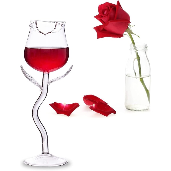 Rödvinsglas,rosa Flower Shape Vinglas,cocktailvinsaftbägare,fantastisk rödvinsbägare,vincocktailglas, set