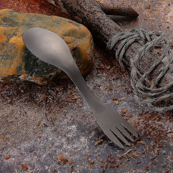 Utomhus Bärbar Titanlegering 2 i 1 Sked Gaffel Combo För Picknick Camping Resor