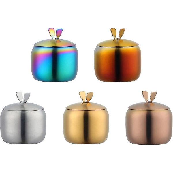 10,2*9,5 cm rostfritt stål köksburk för kryddor Vacker design Kryddsalt Socker Konserverad pepparburk Verktyg med lock A