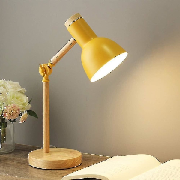 Tizzy Mengjay -pöytälamppu, säädettävä käsivarsi pöytälamppu, silmiensuojauslamppu lukemiseen, työskentelyyn, E27 keltainen yövalaisin, koristeellinen pöytälamppu