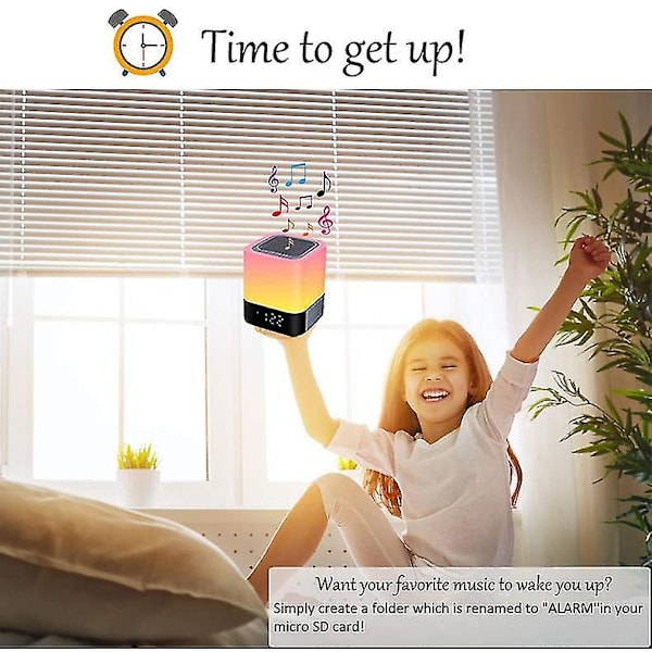Led-värinen Bluetooth-kaiutin, kannettava USB-yövalo, herätyskello, taputusvalo, langaton ääni