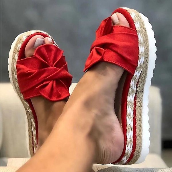 Sandaler Kvinner Hæler Sandaler Med Kiler Sko Til Kvinner Plattform Sandaler Sommer Tøfler Sandalias Elegant Sommersko red 38