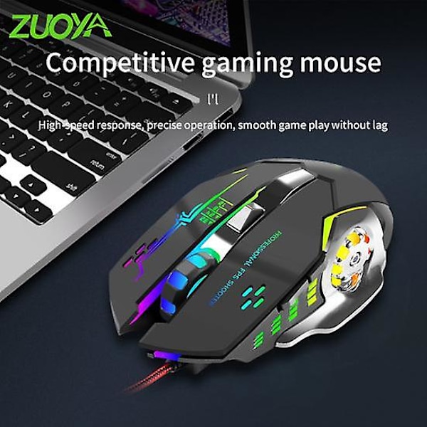 ZUOYA G8 Trådløs Mus Ergonomisk Lysende Rask Respons Anti-Skli Komfortabel Grep Datatilbehør 3600DPI Datamaskin Trådløs Spillmus for Skrivebord
