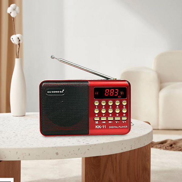 Laderbar Mini Digital Bærbar FM-radio USB MP3 Musikkspiller SD-kort Høyttaler