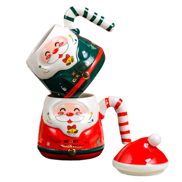 Amazon Kreativ Cartoon Jultomte Keramikkopp Internetkändis Söt Handmålad Vattenkopp Julmugg Present red santa claus color box 401-500ml