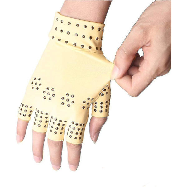1 par artritis handsker, elastiske trykplejehandsker, cykling skridsikre halvfingersbeskyttelsesled