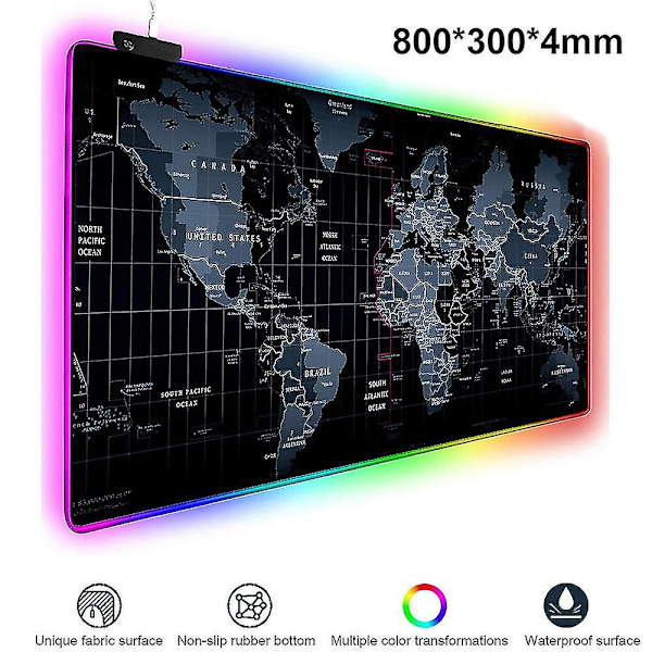 RGB Musematte, Gaming Musematte med 14 LED-lysmoduser, 800x300x4mm
