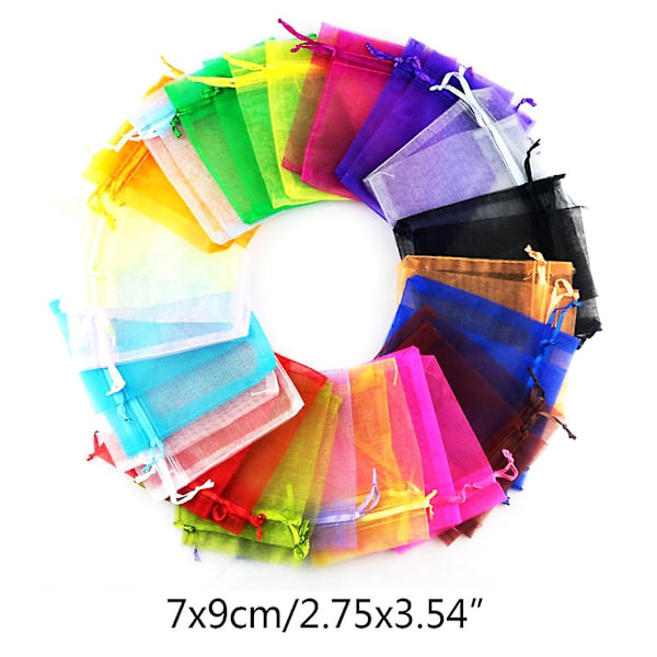 100 stk. netpose med tilpasset logo i chiffon organza smykkepose