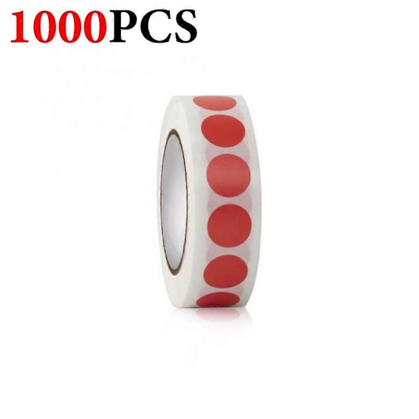 1000 stk/Rull Kroma Etikett Fargekode Punkt Etiketter Klistremerker 1/2 Tomme Rød, Grønn, Hvit, Gul, Blå, Rosa, Rund 1000pcs-red