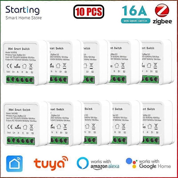 10 kpl Zigbee 3.0 Mini Älykytkin Yandex Alice Tuya Älykoti DIY Valokytkimen 3pcs