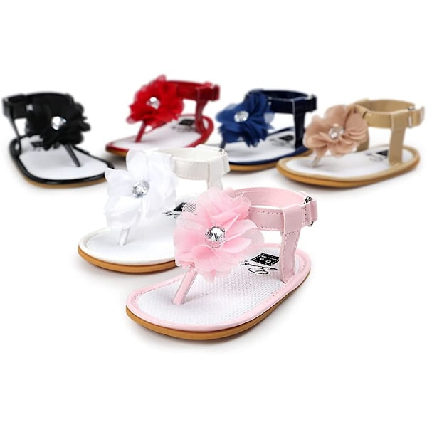 Baby jentesandaler Sklisikre myke såler T-stropp Flip Flops Småbarn Førstegangsvandrer Krybbesko 3-18 måneder 24 white 12-18 months toddler