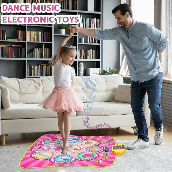 Dansemåtte-legetøj til 3-10-årige piger, 5 spiltilstande inklusive 8 udfordringsniveauer, indbygget musik, justerbar volumen dansepude