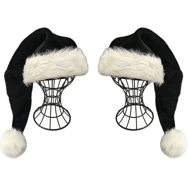 Musta joulupukin hattu - mustavalkoinen jouluhattupakkaus 2 kpl