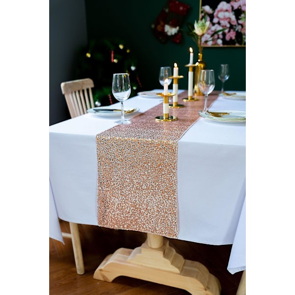 Sequin Bordløbere Rose Gold-12x108 Tommer Glitter Bordløber