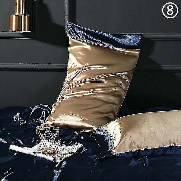 2x Silk Blend Pillowcase Satin Two Tone Shiny Pillowcase Only Cover Bedding