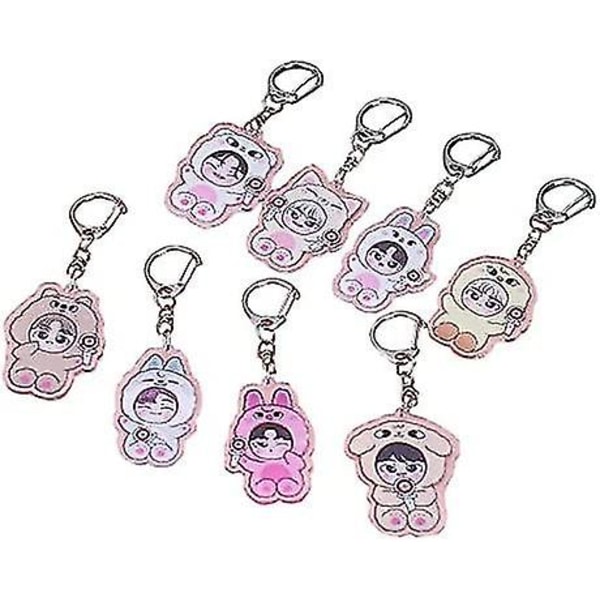 Nc Kpop Stray Kids Keychain Acrylic Pendant Stray Kids Cute Cartoon Keychain, Pink - -