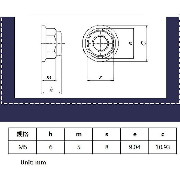 25 stk selvlåsende sekskantmutter nylon innlegg mutter M5, selvlåsende sekskantmuttere, M5 mutter cnc aluminium flens nylon låsemutter