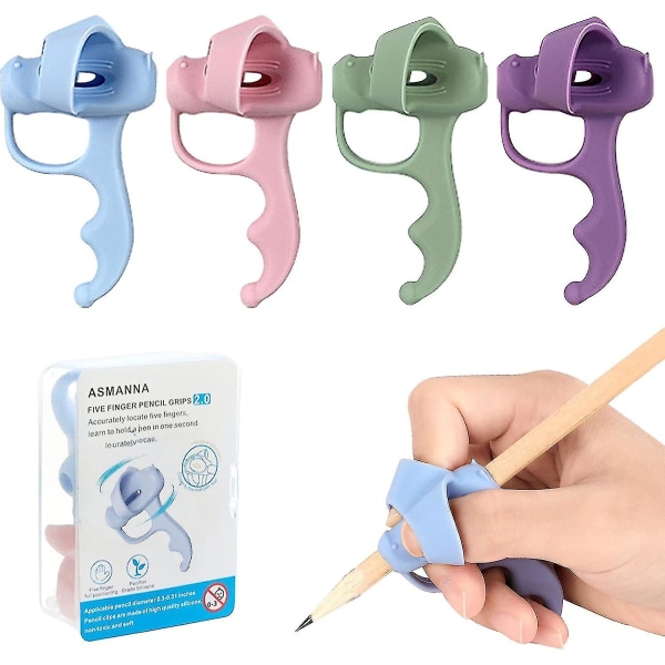 4 styks skrivehjælp til børn, ergonomisk fingerguide, silikone blyantholder hjælpemiddel til børn, voksnes behov, børne skrivehjælp