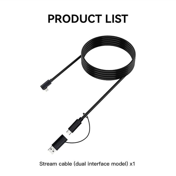 2-i-1-länk kabel 16ft för Quest 2/pico 4 Vr headset dubbla portar datakablar