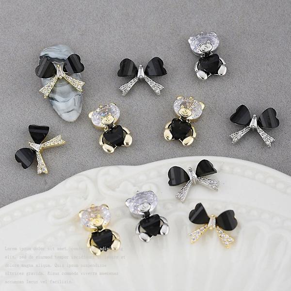 5 stk. Neglekunst Kunsthåndværk Rhinestones Charms Negle Krystal Perler Manicure Negle Smykker Silver bow